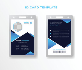 Professional Minimalist corporate employee id card template with photo abstract style design