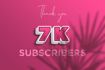 7 K  subscribers celebration greeting banner with Pink 3D  Design