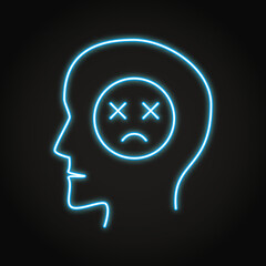 Sadness neon icon in line style