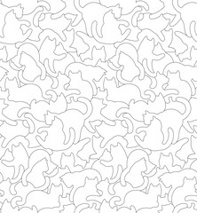 Cat seamless pattern background, vector image