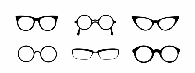 Glasses icon set. Stock vector.