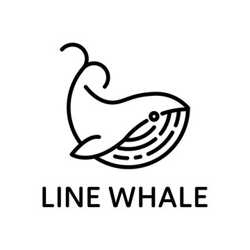 whale logo design simple style outline vector