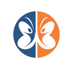 Obraz premium Butterfly People Logo Vector Icon