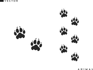 Panther paw prints silhouette. Isolated paw prints on white background