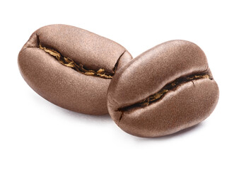 Delicious coffee beans, isolated on white background