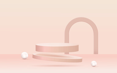 Podium for cosmetic products. Stage display 3d studio pedestal product display