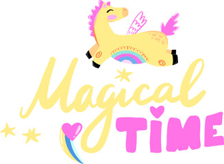 Magical time. Print with magic horses.