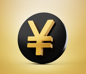 Obraz premium Yen Symbol made of gold with reflection isolated on white background. 3d illustration