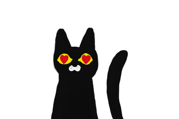 眼がハートの黒猫