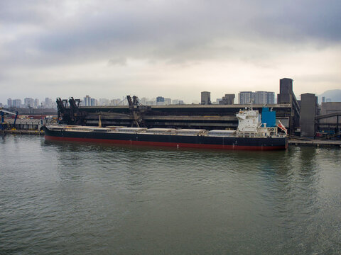 big bulk carrier in santos port sout america