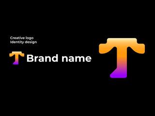 Gradient T lettering Logo mark and futuristic letter t monogram icon logo