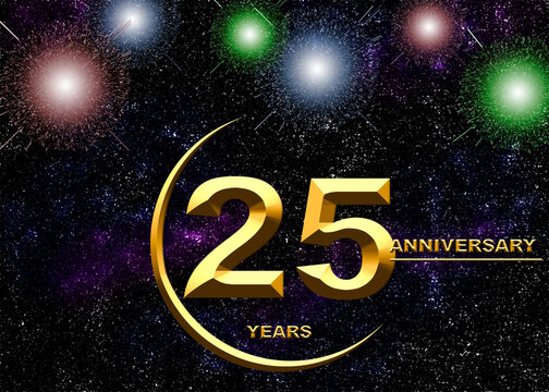 25 anniversary. golden numbers on a festive background. poster or card for anniversary celebration, party