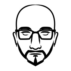 line art drawing of vintage male face. Good use for symbol, icon, avatar, tattoo, T Shirt design, logo or any design