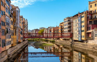 Colorful houses in Girona,  Catalonia,  Spain