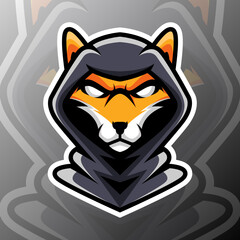 vector graphics illustration of a mystery fox in esport logo style. perfect for game team or product logo