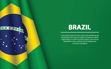 Wave flag of Brazil with copyspace background.