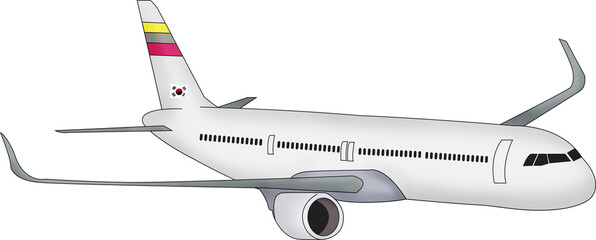 Flat airplane isolated on white background. Illustration