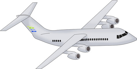 Flat airplane isolated on white background. Illustration