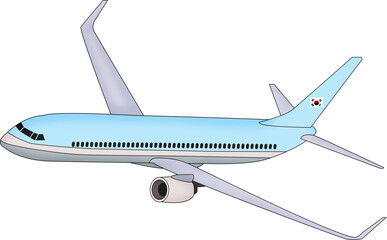 Flat airplane isolated on white background. Illustration