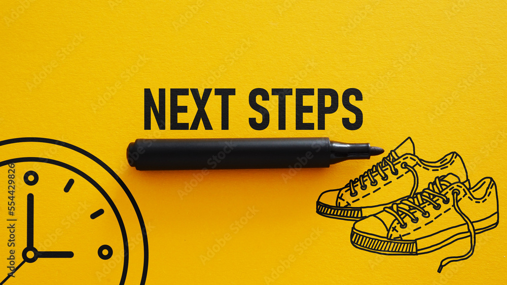 Poster next steps are shown using the text and picture of sneakers
