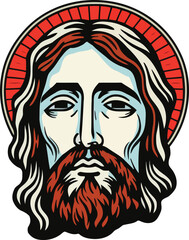 Jesus Christ Face Close Up Portrait illustration 01