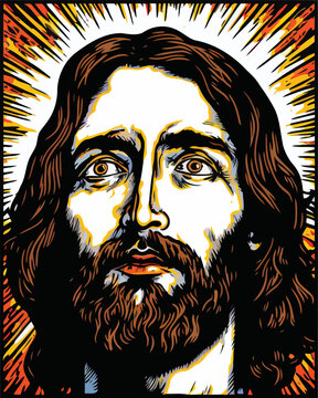 Jesus Christ Face Close Up Portrait illustration 02