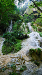 Erawan beautiful waterfall in Kanchanaburi Thailand - 554431658