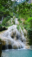Fototapeta na wymiar Erawan beautiful waterfall in Kanchanaburi Thailand