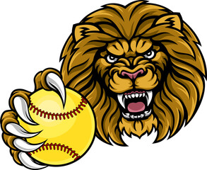 Obraz premium Lion Softball Animal Sports Team Mascot