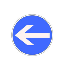 Panneau routier français: Obligation de tourner à gauche avant le panneau