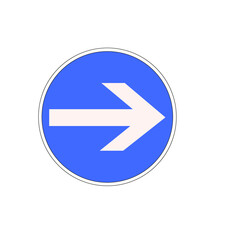 Panneau routier français: Obligation de tourner à droite avant le panneau