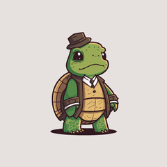 cute Turtle logo mascot icon sea animal character illustration in vector