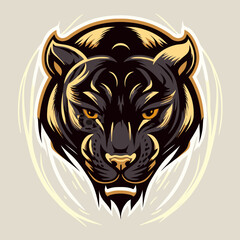 Black Panther face logo mascot icon wild animal character vector logo