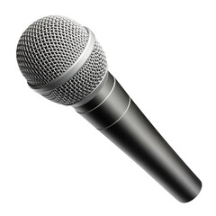 Black microphone close-up, isolated on white background