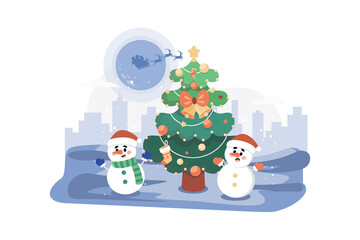 Christmas tree with snowman