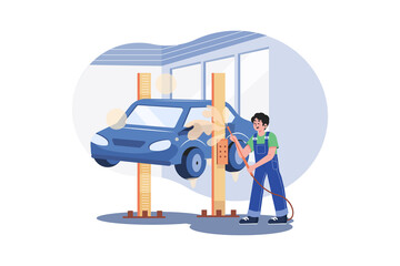 Underbody Car Wash Illustration concept on white background