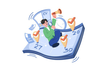Hiring Schedule Illustration concept on white background