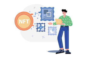 NFT Create Art Illustration concept on white background