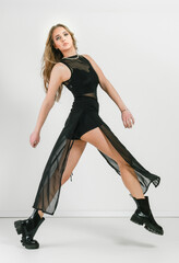 Fashion session. Beautiful shapely woman. Stylization