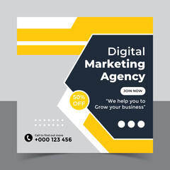 Digital marketing agency business promotion and Instagram post template, Social Media Post and Banner and web banner design template