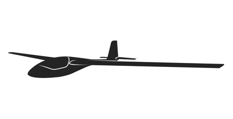 Soaring glider sailplane silhouette, none motive-powered aircraft, side view, vector - obrazy, fototapety, plakaty