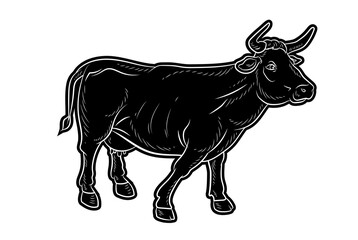 Animals are cows. Vector image, black and white drawing.
Flat image, symbol.