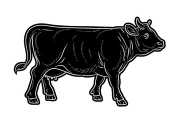 Animals are cows. Vector image, black and white drawing.
Flat image, symbol.