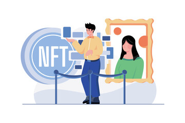 Crypto Art Illustration concept on white background