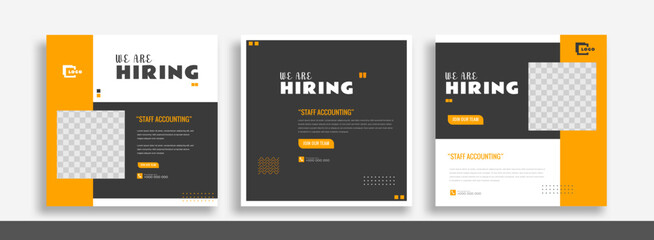 We are hiring job vacancy social media post banner design template. We are hiring job vacancy square web banner design.	