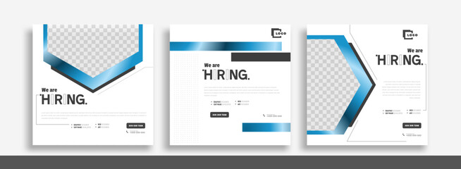 We are hiring job vacancy social media post banner design template. We are hiring job vacancy square web banner design.	
