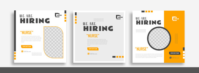 We are hiring job vacancy social media post banner design template. We are hiring job vacancy square web banner design.	