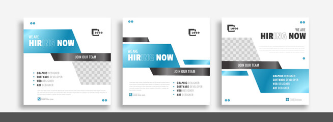 We are hiring job vacancy social media post banner design template. We are hiring job vacancy square web banner design.	