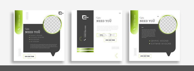 We are hiring job vacancy social media post banner design template. We are hiring job vacancy square web banner design.	
