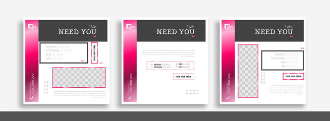 We are hiring job vacancy social media post banner design template. We are hiring job vacancy square web banner design.	